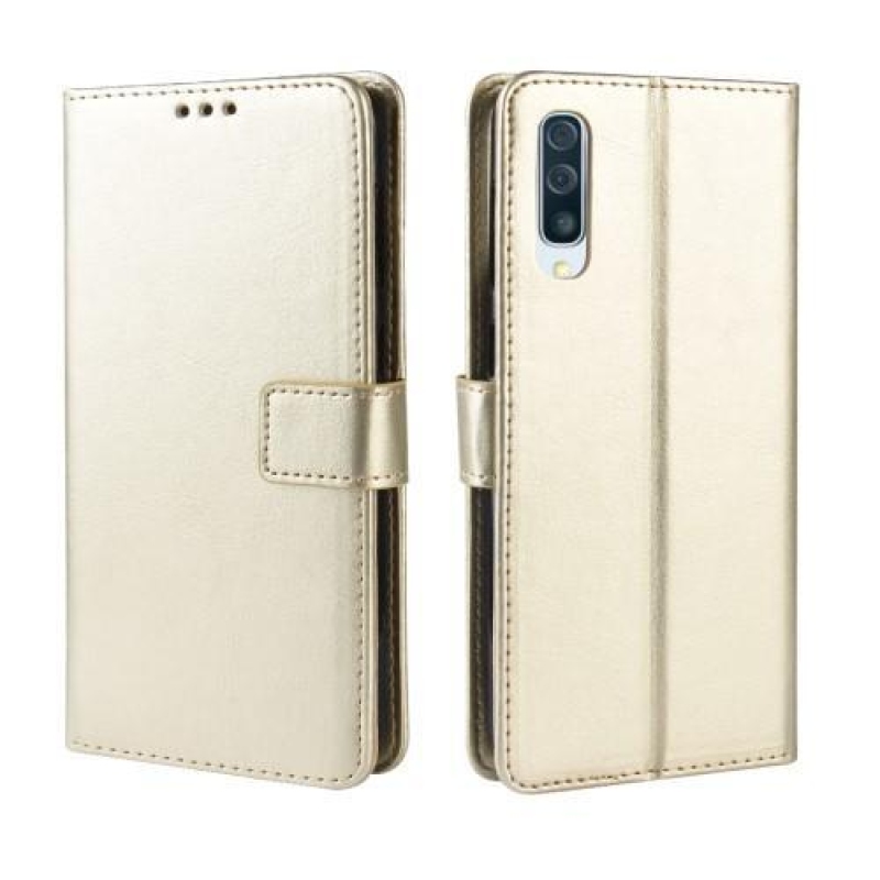 Crazy PU kožené peněženkové pouzdro na Samsung Galaxy A50 / A30s - zlaté