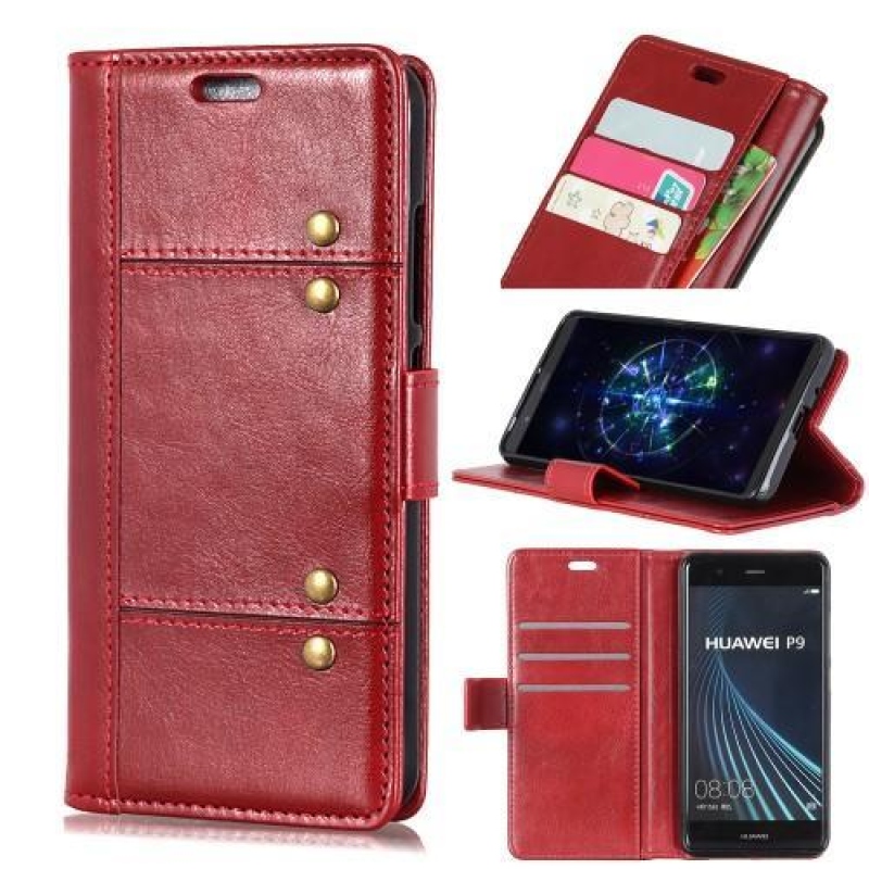 Crazy PU kožené peněženkové pouzdro na Samsung Galaxy A9 - červené