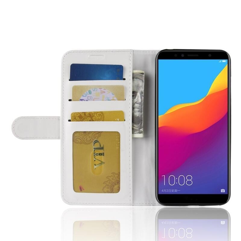 Crazy PU kožené peněženkové pouzdro pro mobil Honor 7A - bílé