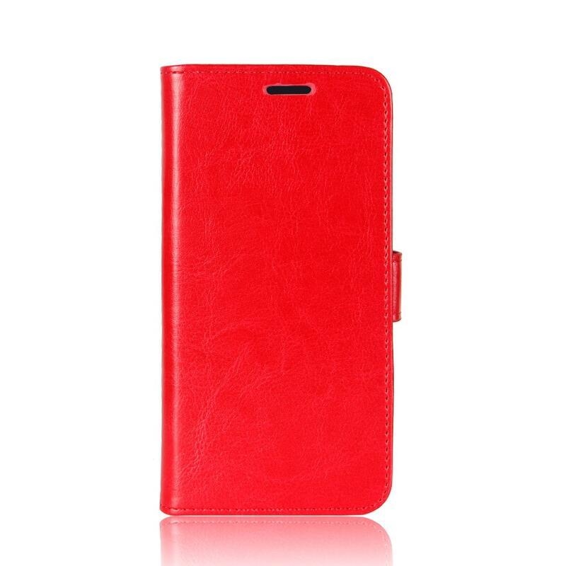 Crazy PU kožené peněženkové pouzdro pro mobil Honor 7A - červené