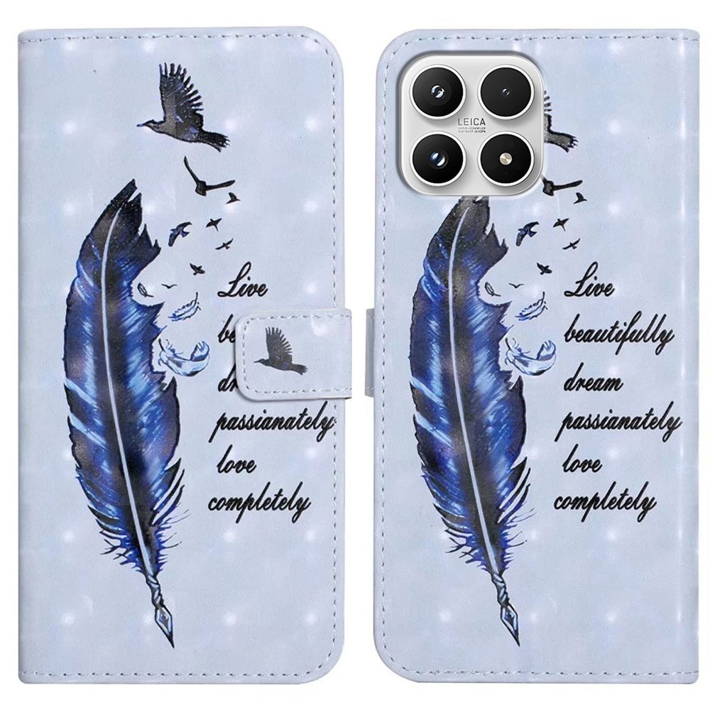 Creative peněženkové pouzdro na mobil Xiaomi 17 - modré pírko