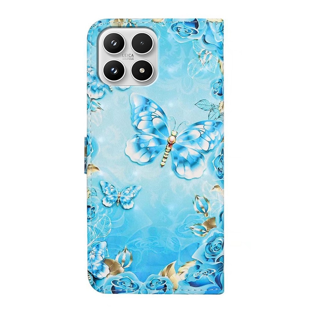 Creative peněženkové pouzdro na mobil Xiaomi 17 - modrozlatí motýli