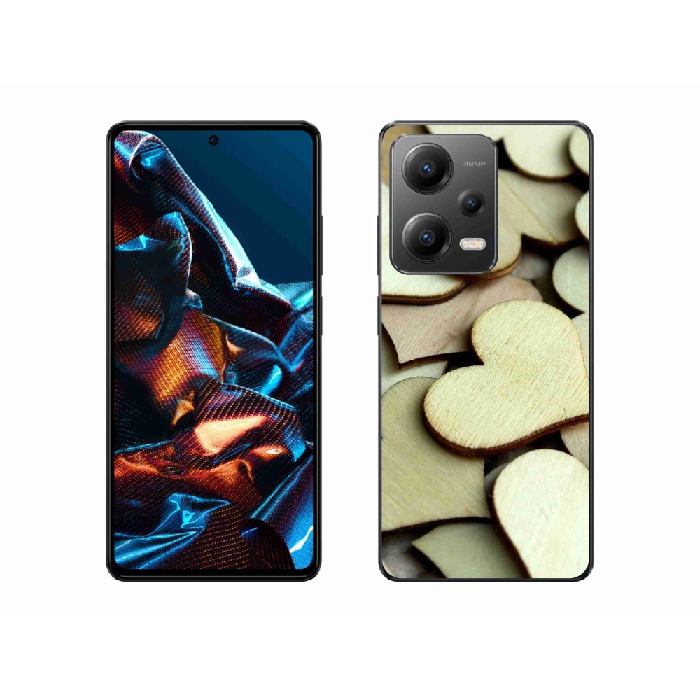 Gelový kryt mmCase na mobil Xiaomi Redmi Note 12 Pro 5G - dřevěná srdíčka