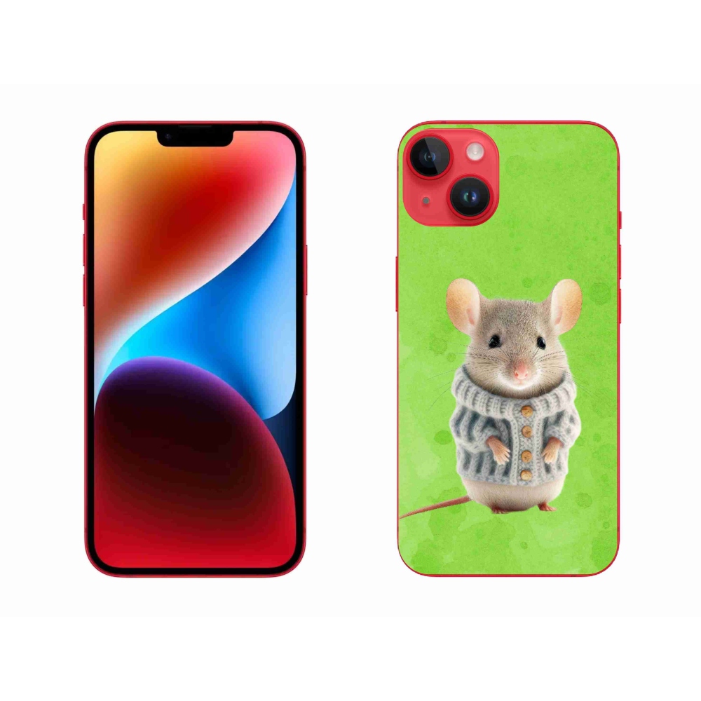 Gelový kryt mmCase na iPhone 14 Plus - myška ve svetru