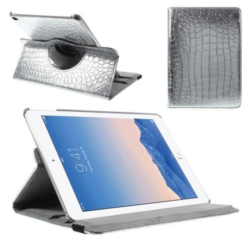 Croco texturované pouzdro na iPad Air 2 - stříbrné