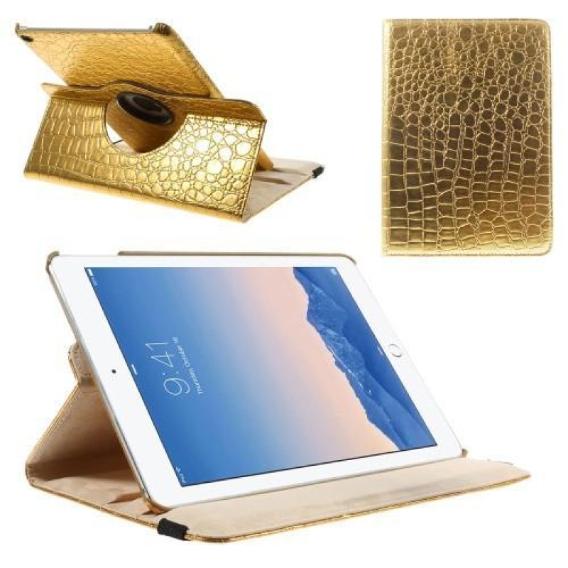 Croco texturované pouzdro na iPad Air 2 - zlaté