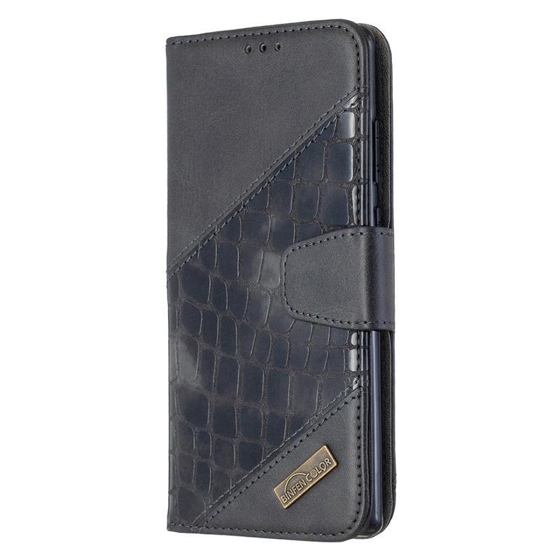 Crocodile PU kožené peněženkové pouzdro na mobil Samsung Galaxy Note 20/Note 20 5G - černé