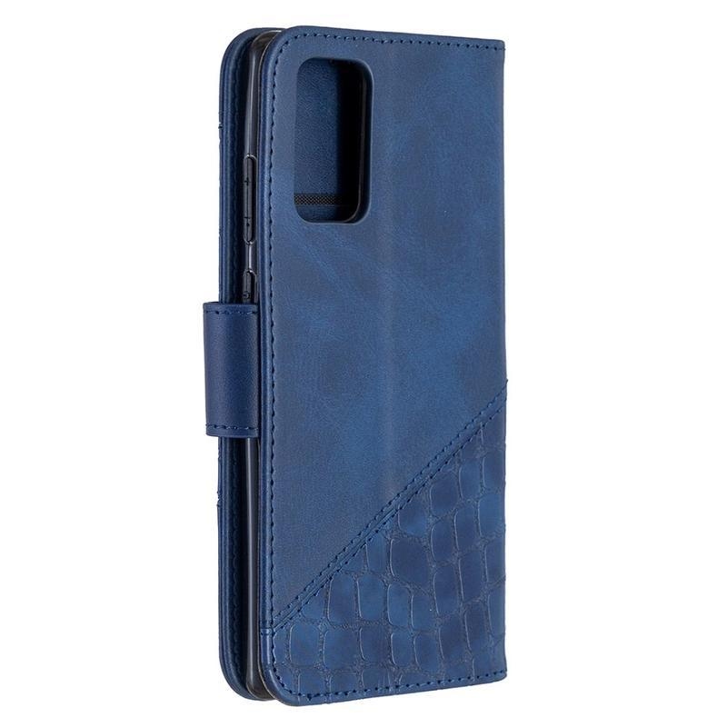 Crocodile PU kožené peněženkové pouzdro na mobil Samsung Galaxy Note 20/Note 20 5G - modré