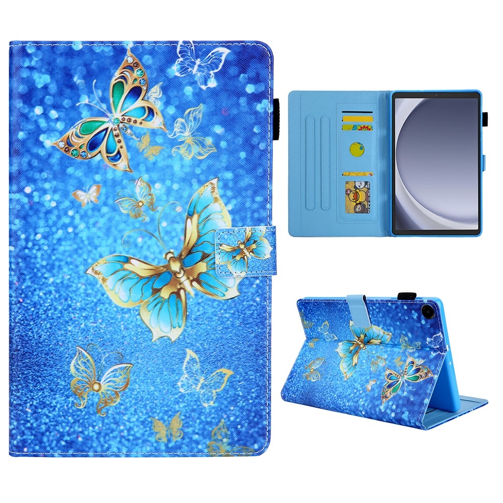 Cross chytré zavírací pouzdro na Samsung Galaxy Tab A11/Tab A9 - modrozlatí motýli