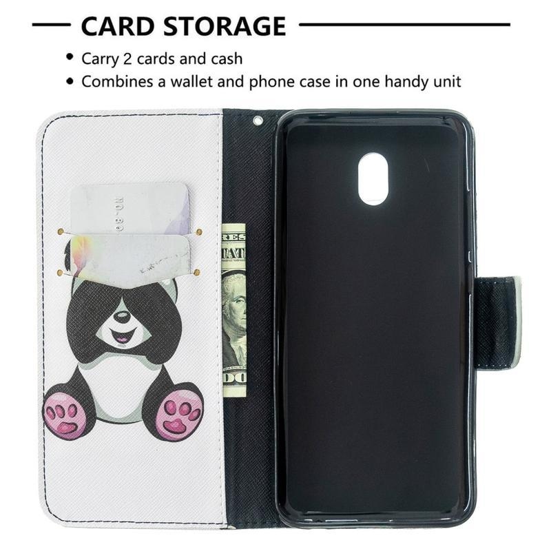 Cross PU kožené peněženkové pouzdro na mobil Xiaomi Redmi 8A - roztomilá panda