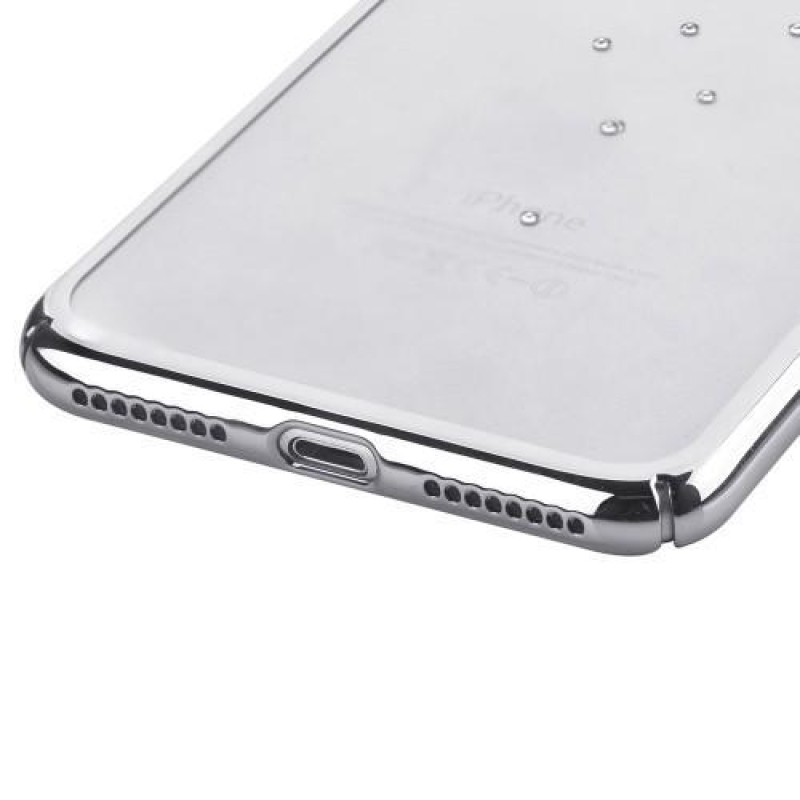 Crystal plastový obal zdobený Swarovski na iPhone 8 Plus a 7 Plus - stříbrný
