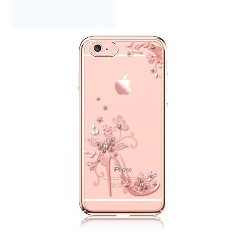 Crystals dekorovaný plastový obal na iPhone 6 Plus a iPhone 6s Plus - střevíček s motýly