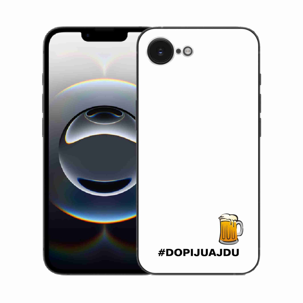 Gelový kryt mmCase na iPhone 16e - pivní motiv 1 bílé pozadí