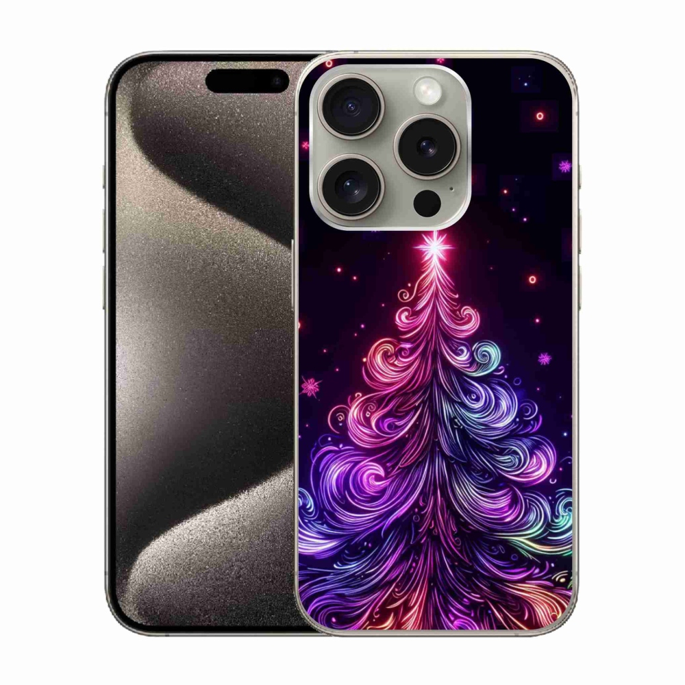 Gelový kryt mmCase na iPhone 15 Pro - neonový vánoční stromek 1