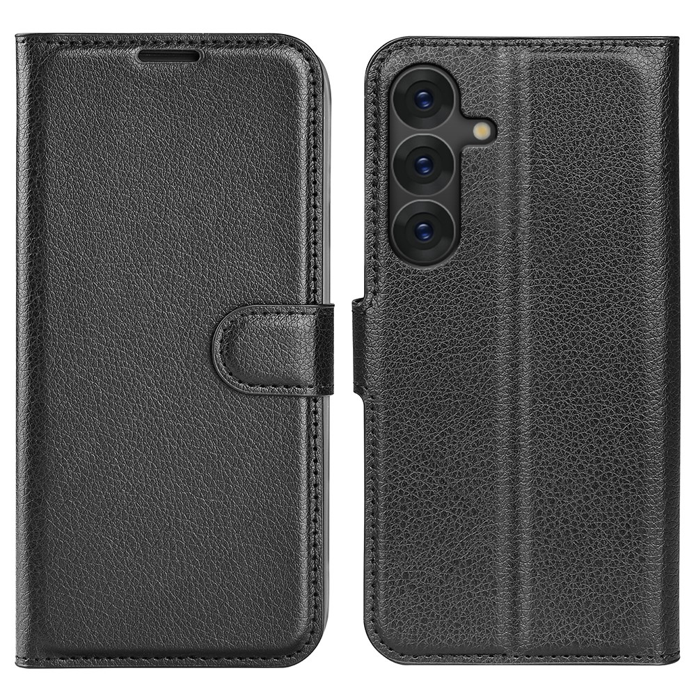 Litchi knížkové pouzdro na Samsung Galaxy S25+ - černé