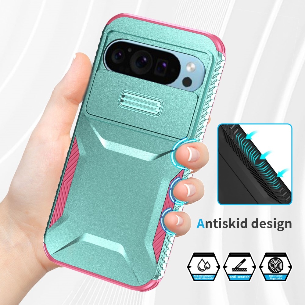 Lid odolný kryt na Google Pixel 9/9 Pro - modrozelený/růžový