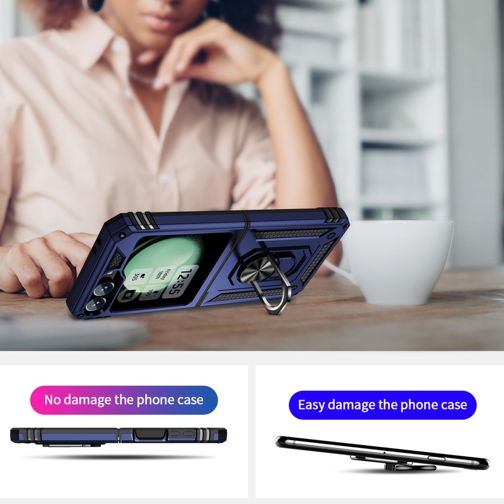 Ring odolný kryt na Samsung Galaxy Z Flip6 5G - modrý