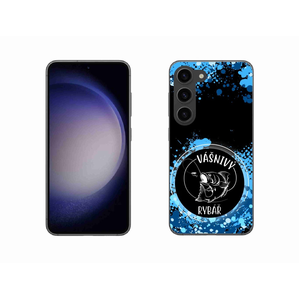 Gelový kryt mmCase na Samsung Galaxy S23 5G - vášnivý rybář černé pozadí