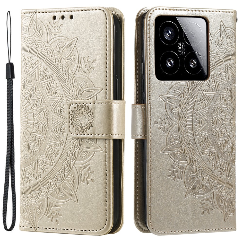 Mandala knížkové pouzdro na Xiaomi 15 - zlaté