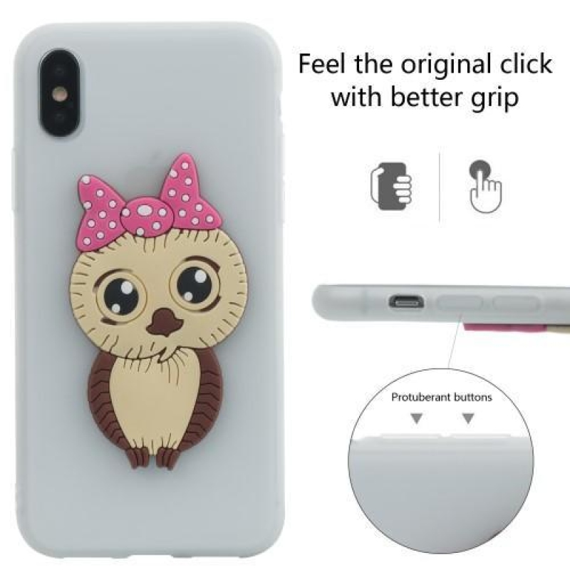 Cute 3D silikonový obal na iPhone X - bílý