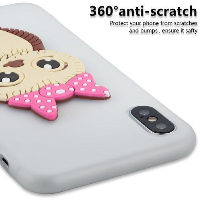 Cute 3D silikonový obal na iPhone X - bílý