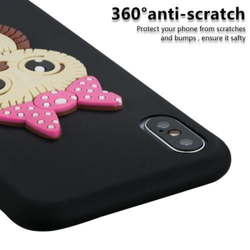 Cute 3D silikonový obal na iPhone X - černý