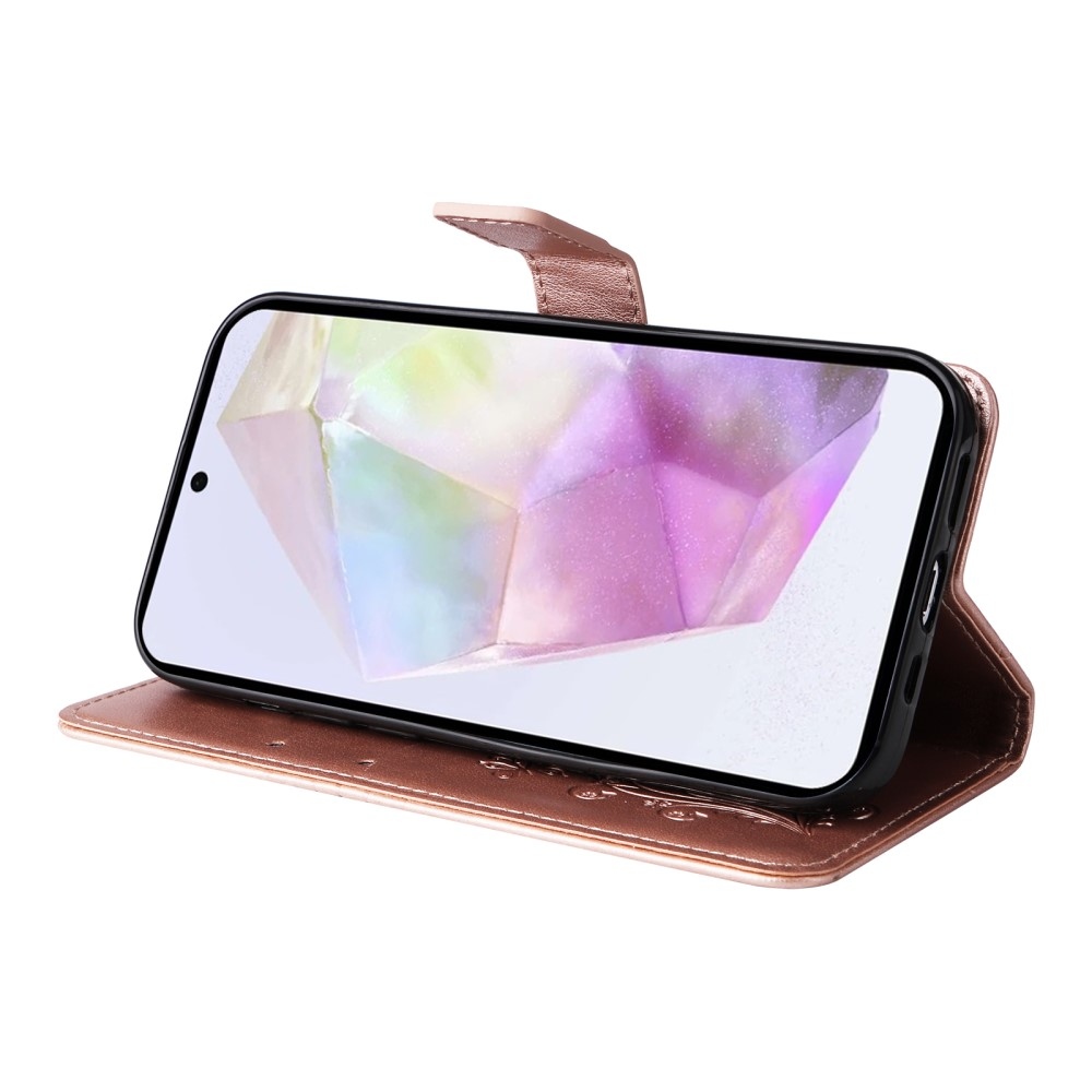 Big Butterfly knížkové pouzdro na Samsung Galaxy A36 5G - růžovozlaté