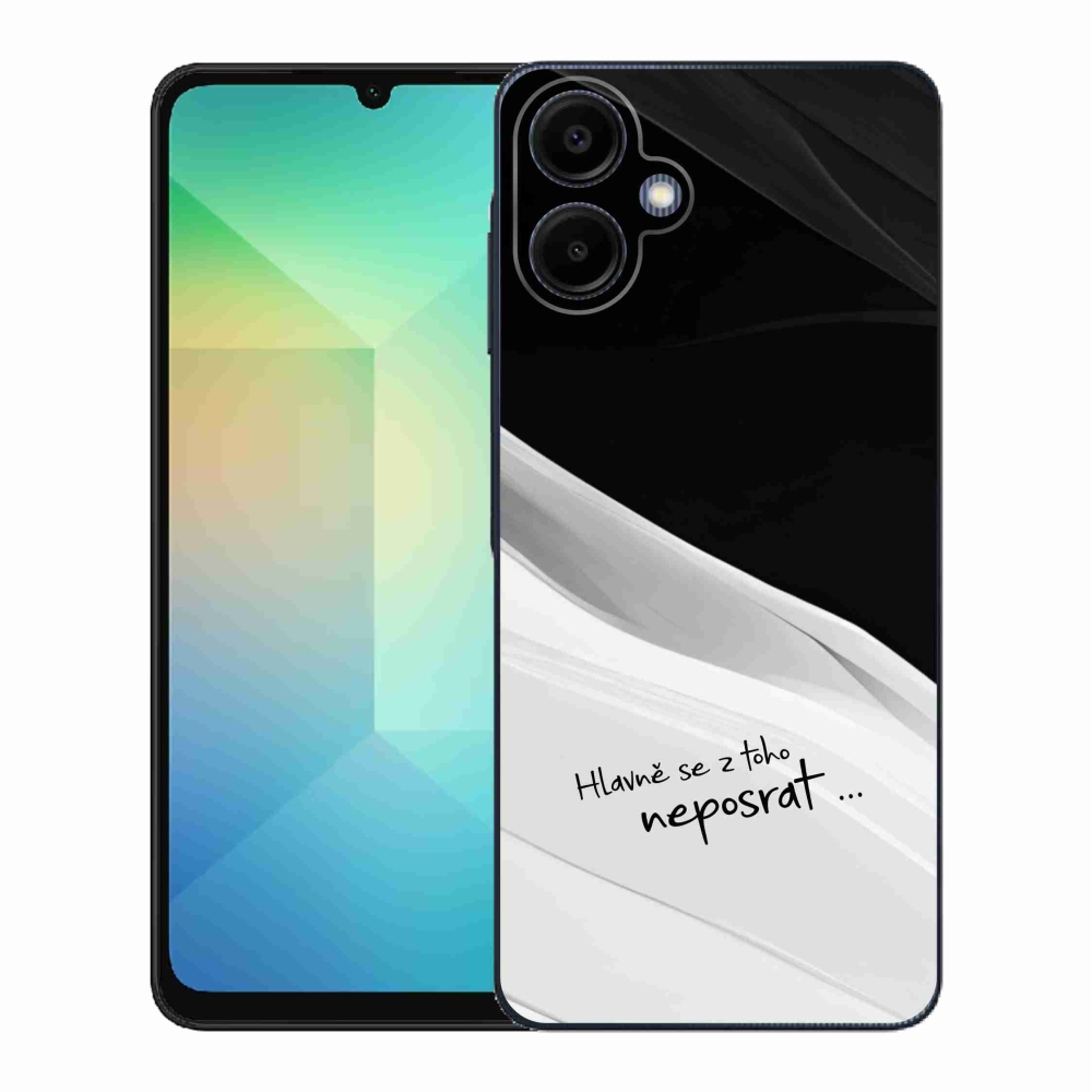 Gelový kryt mmCase na Samsung Galaxy A06 4G - vtipný text 13 bíločerné pozadí