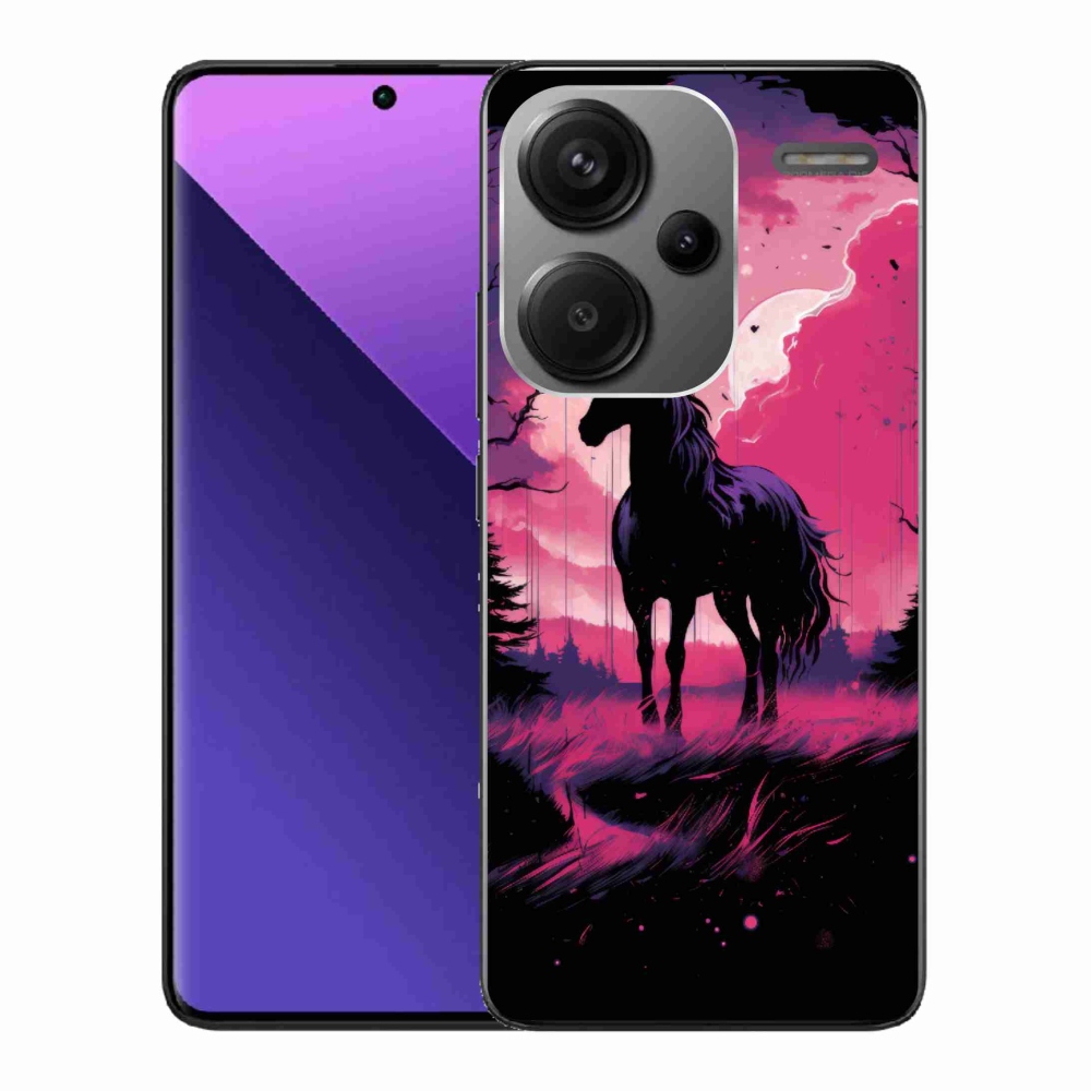 Gelový kryt mmCase na Xiaomi Redmi Note 13 Pro+ 5G - černý kreslený kůň 1