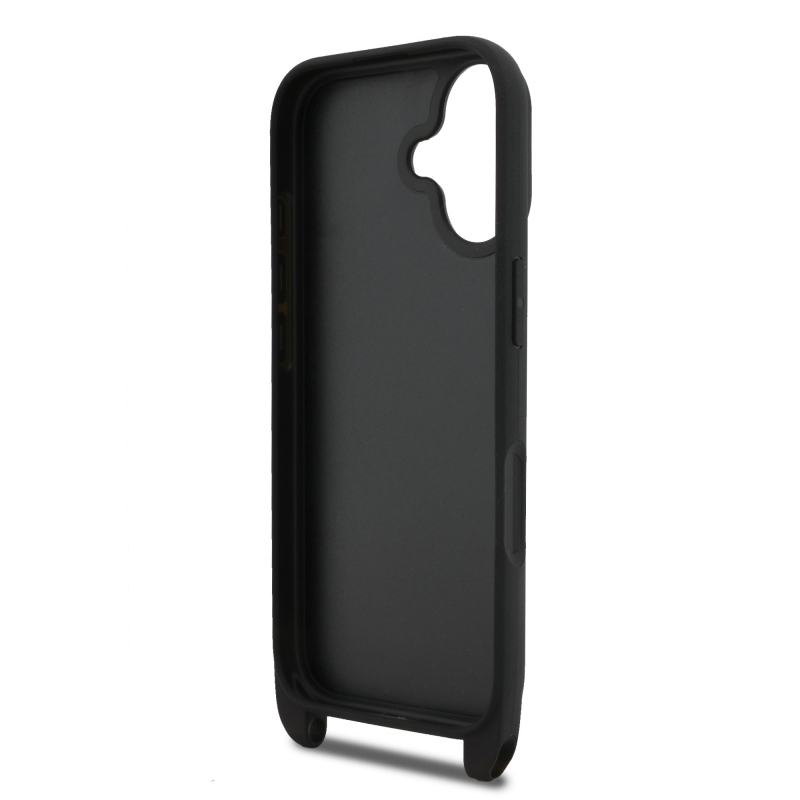 Karl Lagerfeld Saffiano Crossbody Popruh Metal Karl and Choupette Zadní Kryt pro iPhone 17 Black