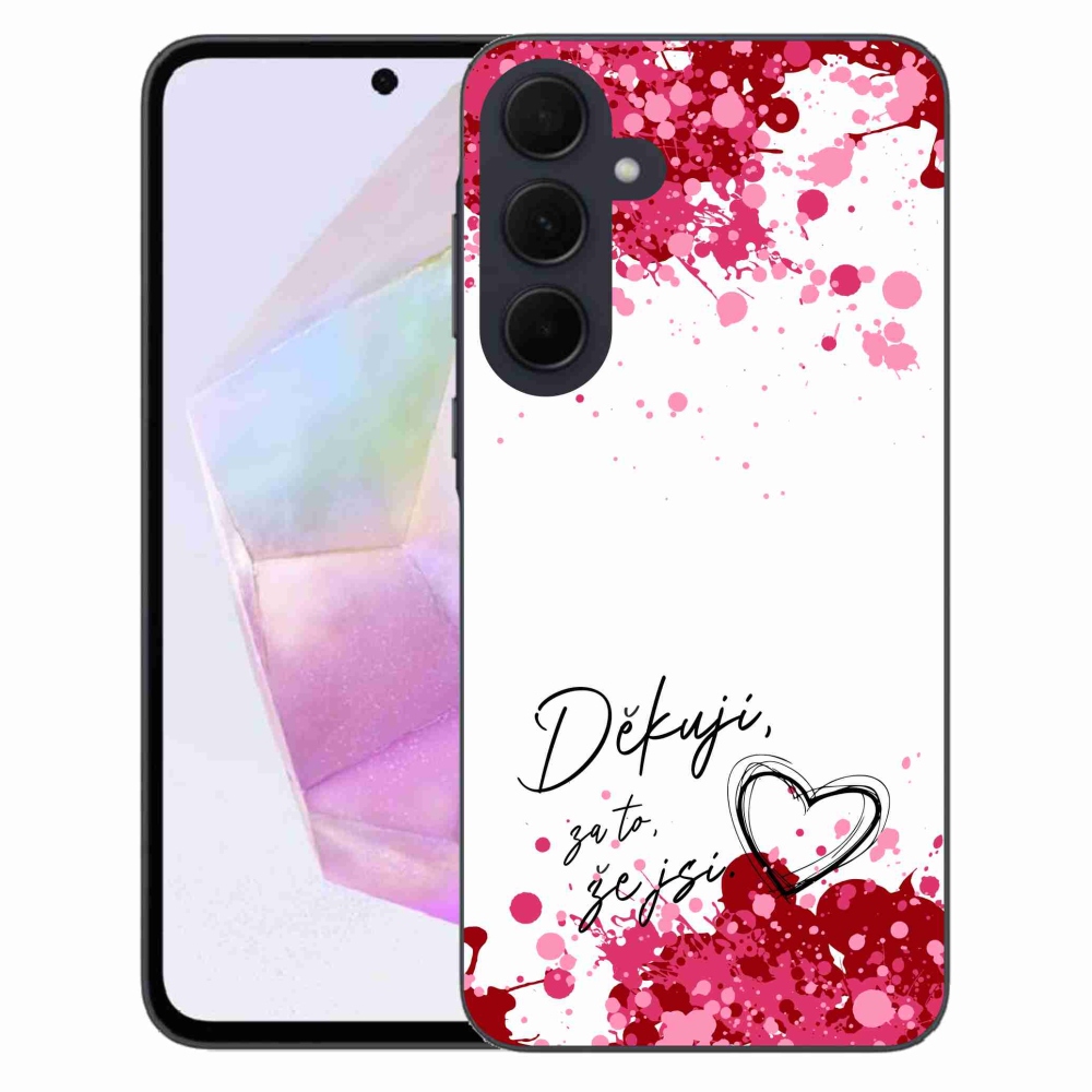 Gelový kryt mmCase na Samsung Galaxy A35 5G - zamilovaný text 2 bílé pozadí
