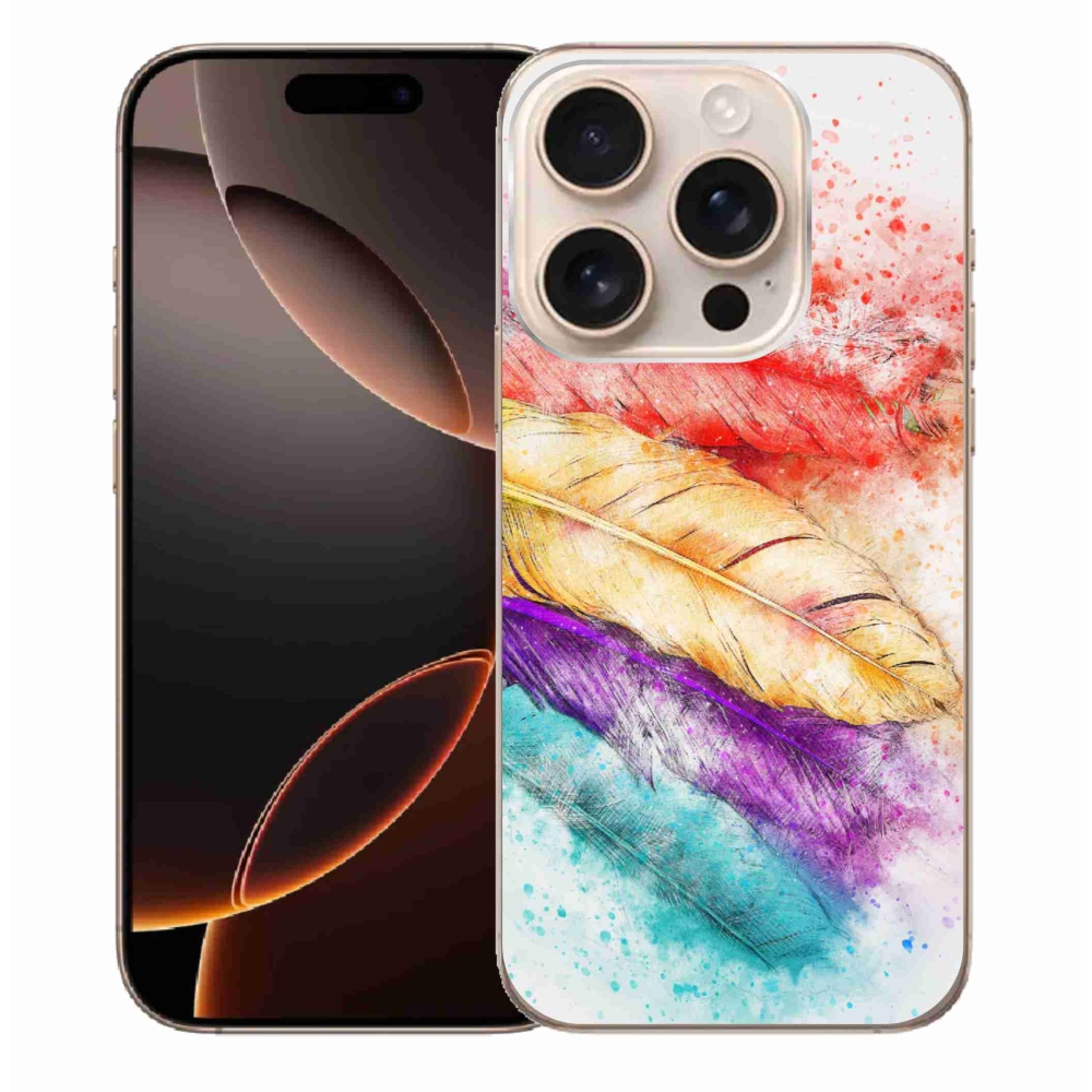 Gelový kryt mmCase na iPhone 16 Pro Max - barevné peří