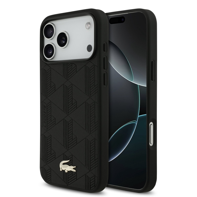 Lacoste PU Nomogramme Gold Logo MagSafe Zadní Kryt pro iPhone 17 Pro Max Black