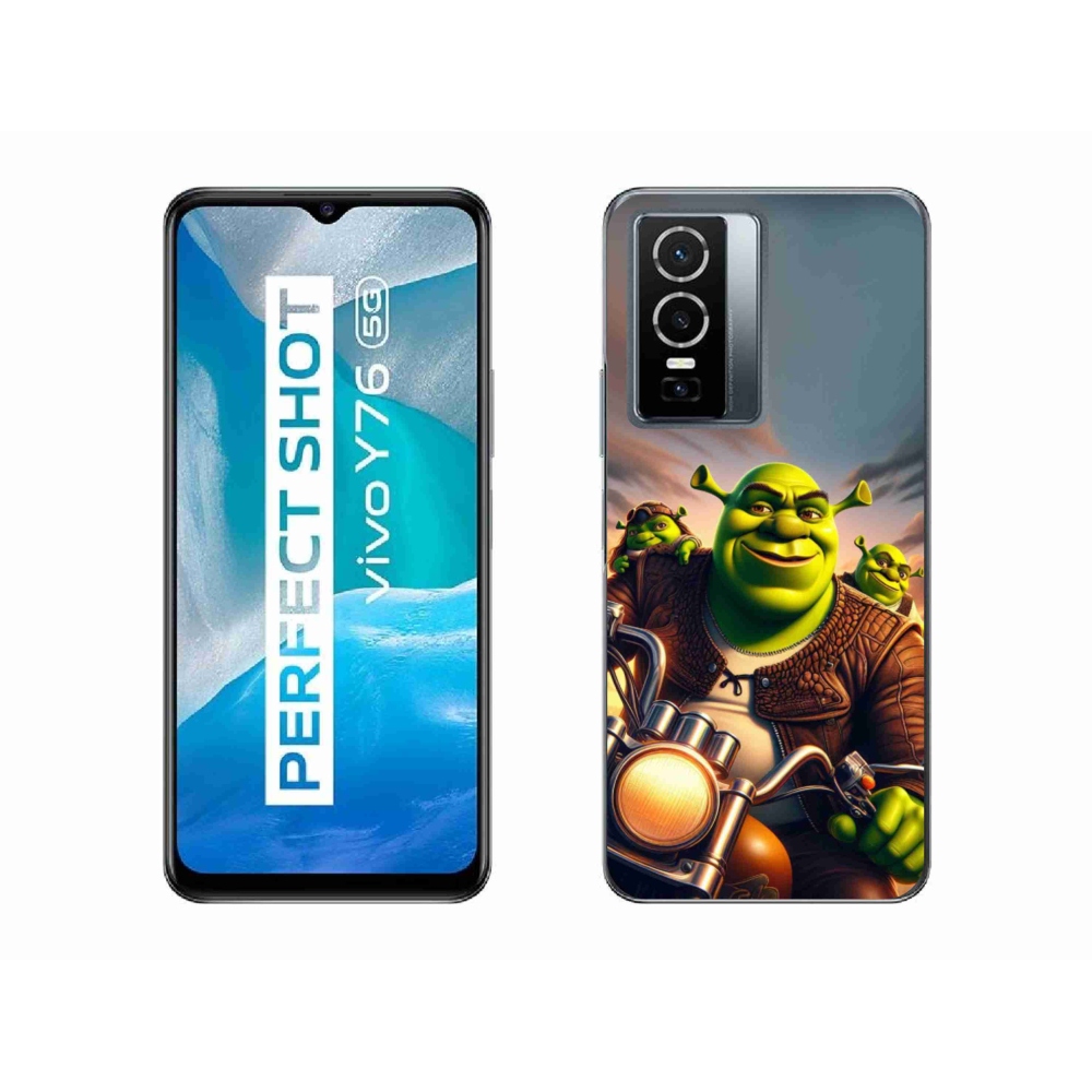 Gelový kryt mmCase na Vivo Y76 5G - shrek na motorce