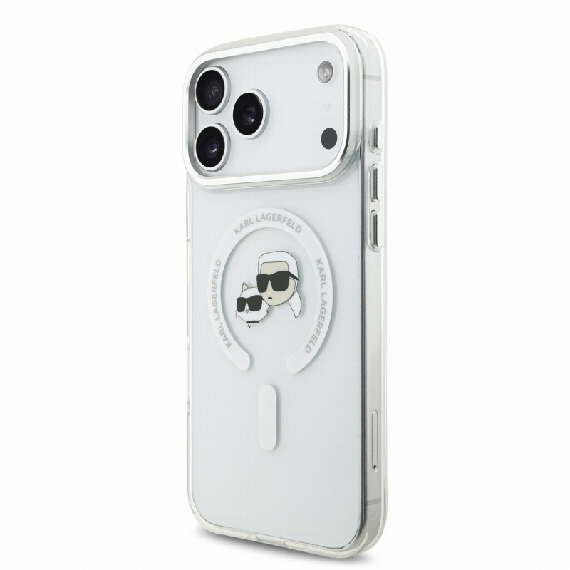 Karl Lagerfeld IML K&CH Heads Metal Frame MagSafe Zadní Kryt pro iPhone 18 Pro Max White