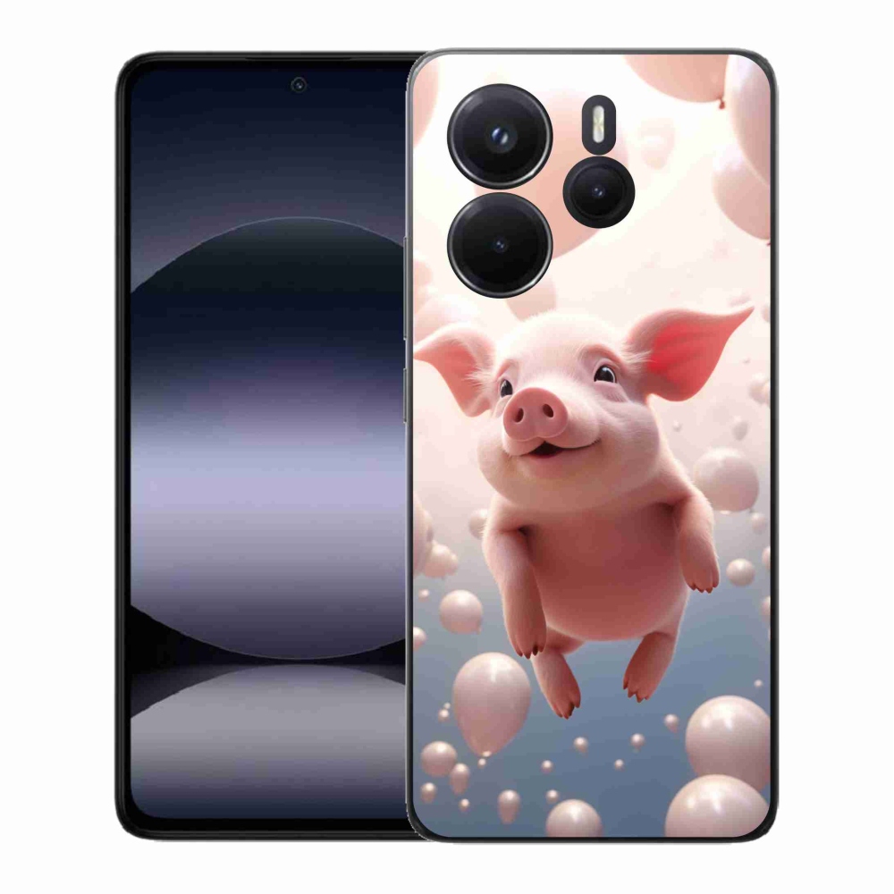 Gelový kryt mmCase na Xiaomi Redmi Note 14 - prasátko s balónky