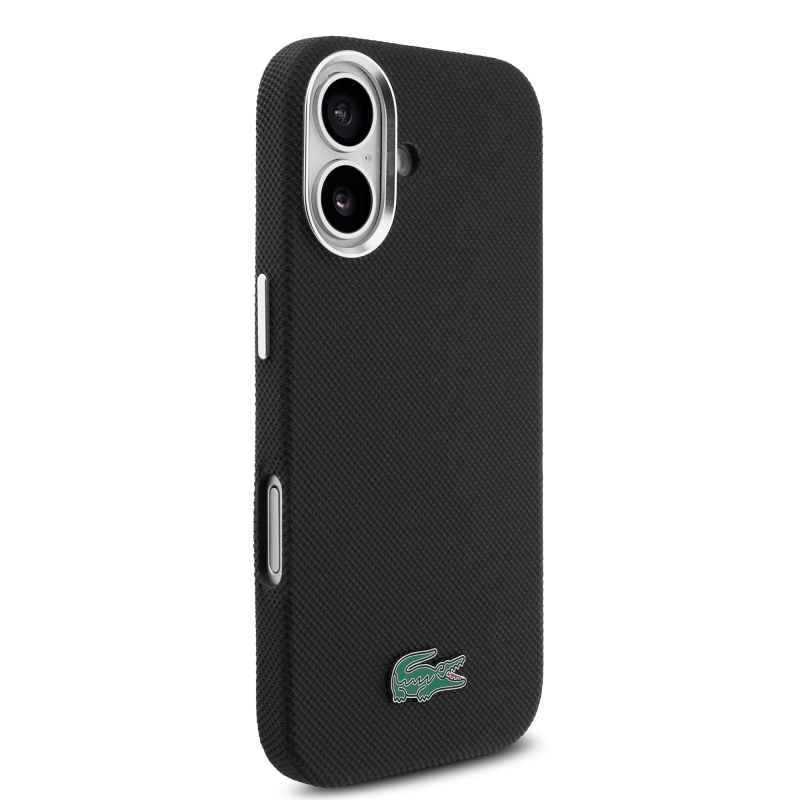 Lacoste PVC Iconic Petit Pique Metal Logo MagSafe Zadní Kryt pro iPhone 16 Black