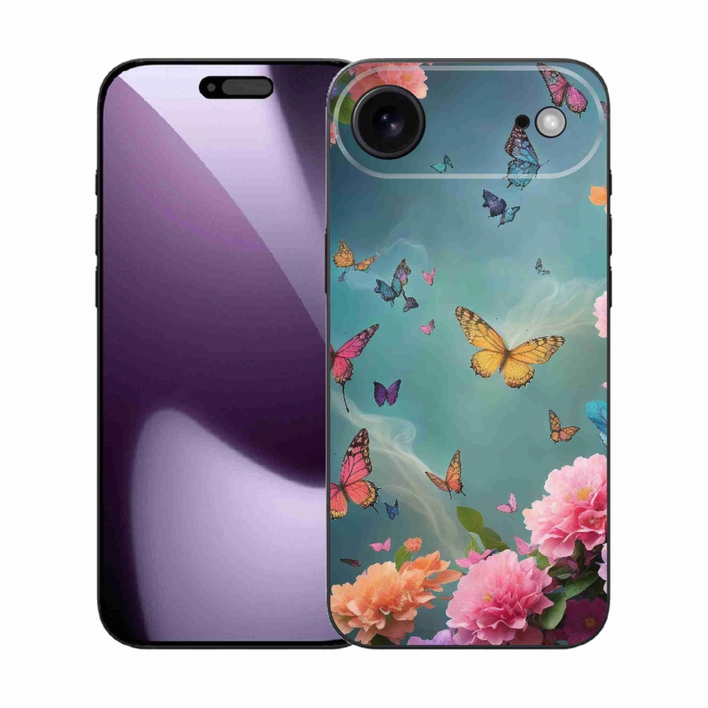 Gelový kryt mmCase na iPhone 17 Air - barevné květy a motýli