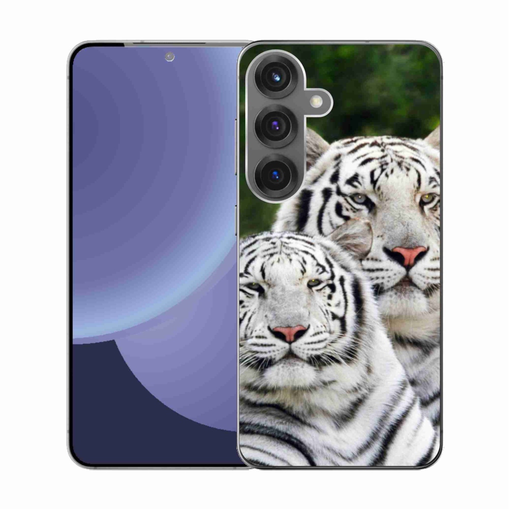 Gelový kryt mmCase na Samsung Galaxy S25 - bílí tygři