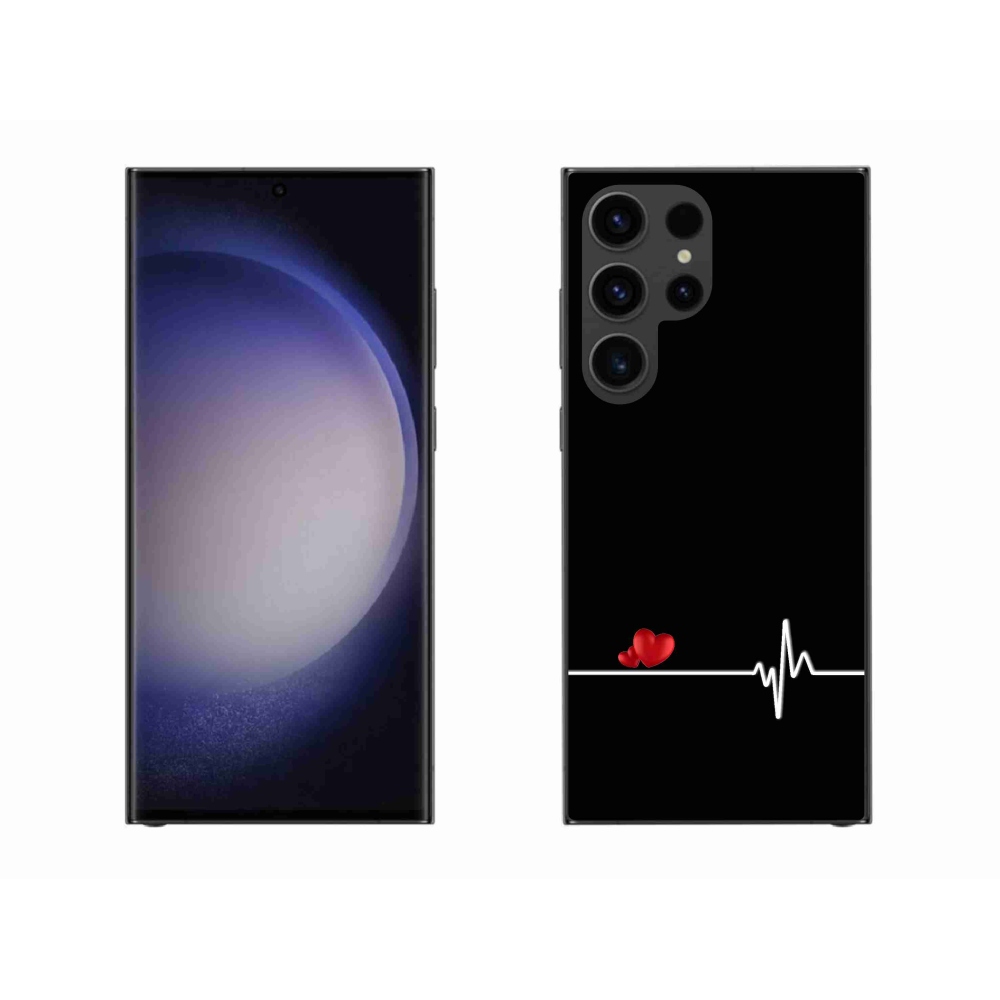 Gelový kryt mmCase na Samsung Galaxy S23 Ultra 5G - srdce a tep černé pozadí