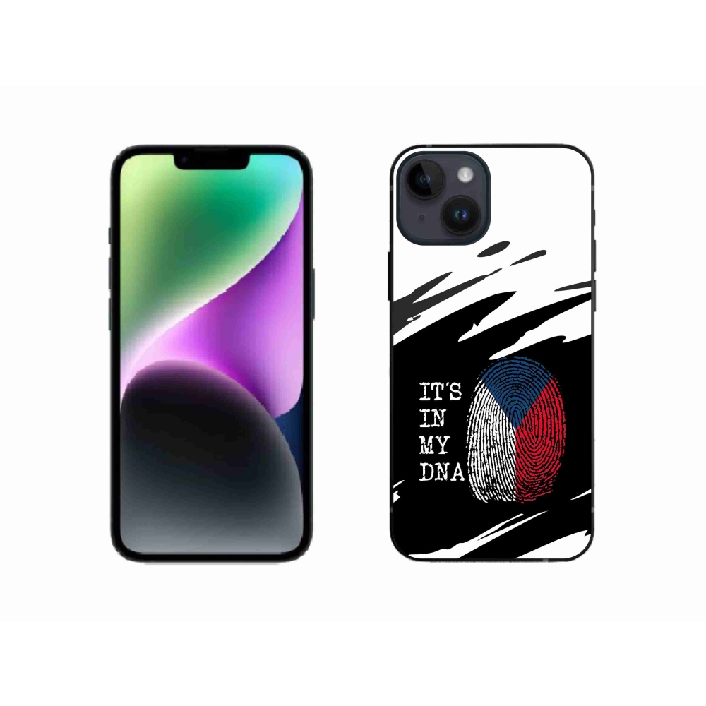 Gelový kryt mmCase na iPhone 14 - vlajka otisk prstu černobílé pozadí