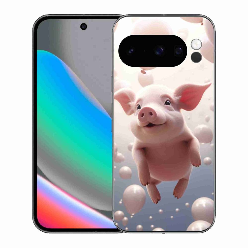 Gelový kryt mmCase na Google Pixel 10 Pro - prasátko s balónky