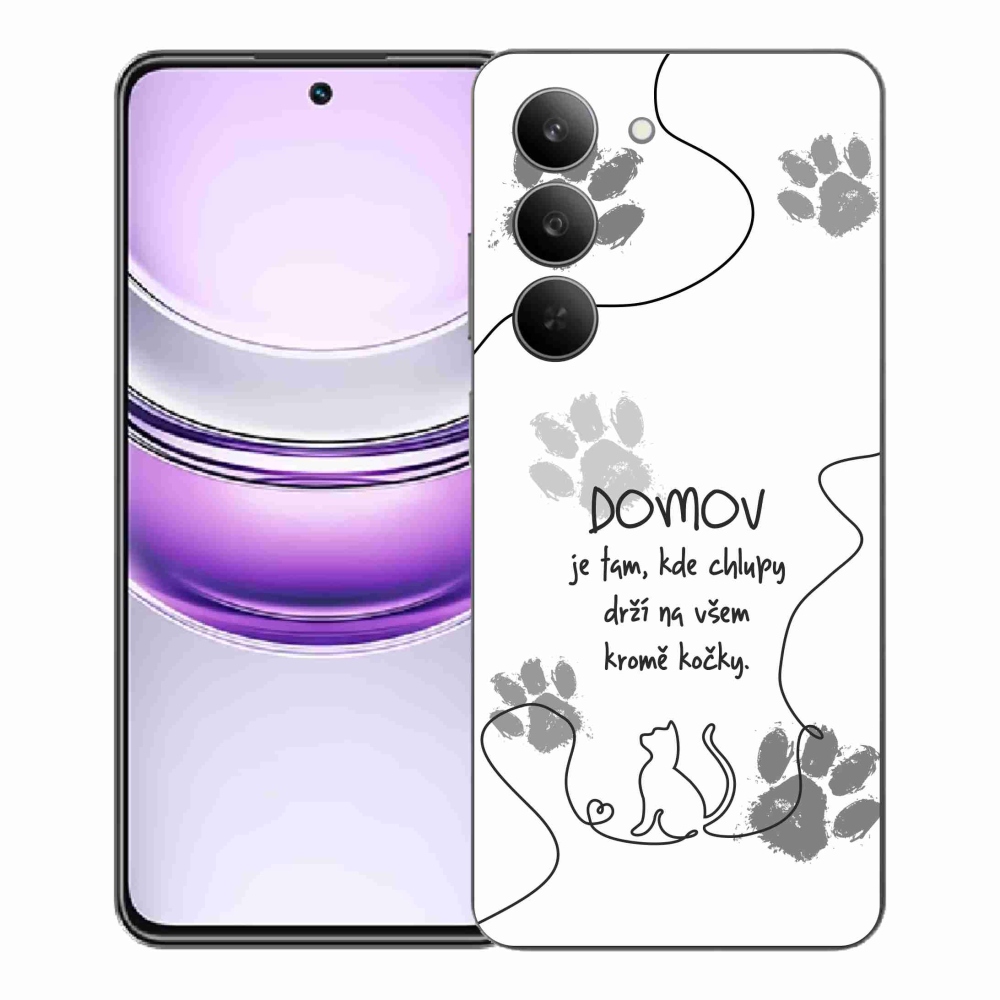 Gelový kryt mmCase na Realme 14x 5G - kočičí motiv bílé pozadí