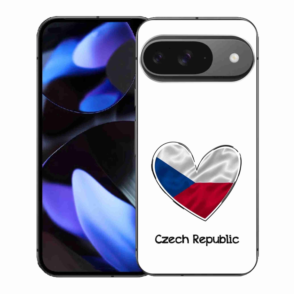 Gelový kryt mmCase na Google Pixel 9/9 Pro - vlajka srdce bílé pozadí