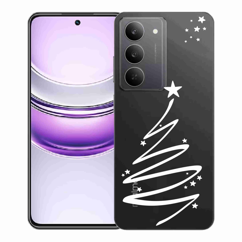 Gelový kryt mmCase na Realme 14x 5G - bílý stromeček na průhledném pozadí