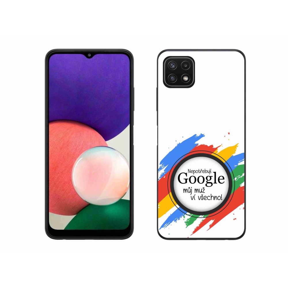 Gelový kryt mmCase na Samsung Galaxy A22 5G - muž ví všechno bílé pozadí