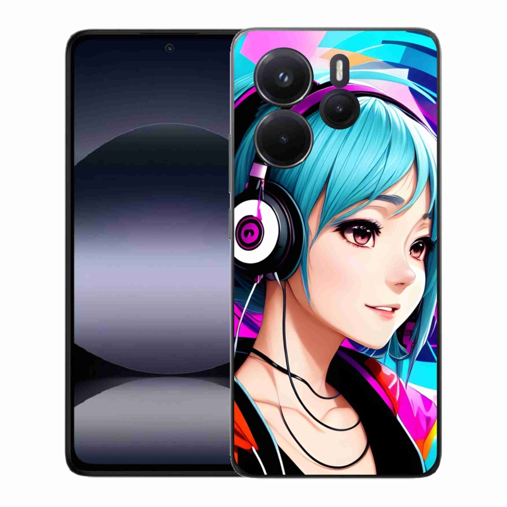 Gelový kryt mmCase na Xiaomi Redmi Note 14 - dívka se sluchátky