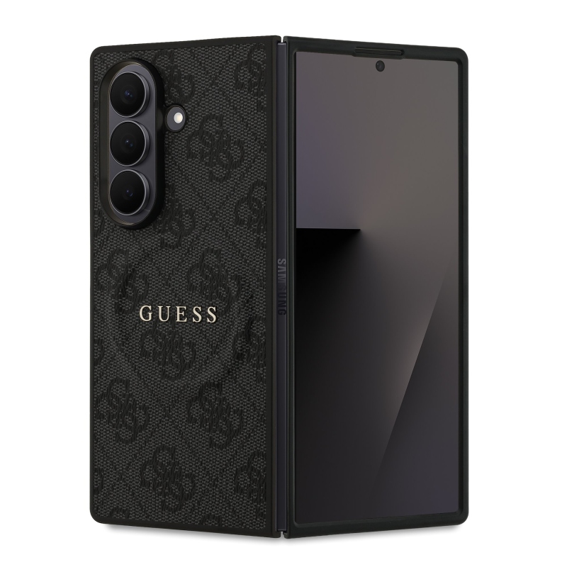 Guess PU Leather 4G Colored Ring Magnetic Zadní Kryt pro Samsung Galaxy Z Fold 7 Black