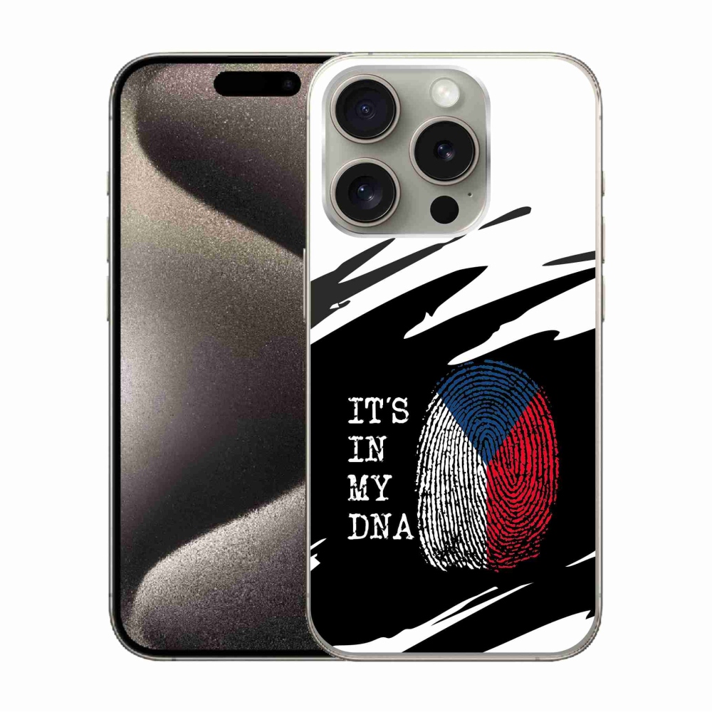 Gelový kryt mmCase na iPhone 15 Pro - vlajka otisk prstu černobílé pozadí