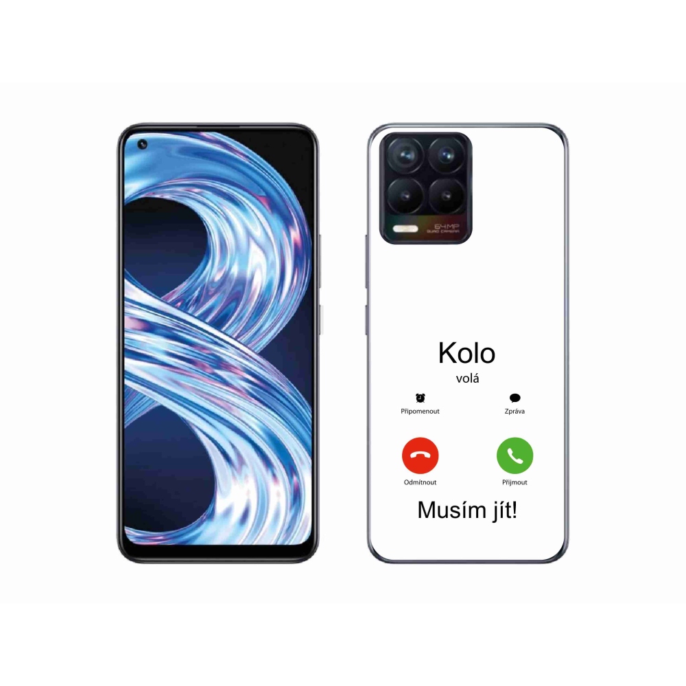 Gelový kryt mmCase na Realme 8 4G - kolo volá bílé pozadí